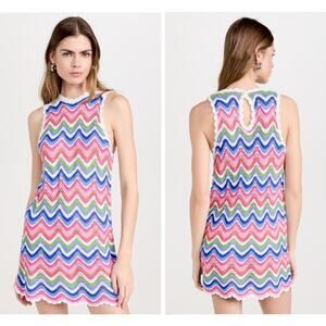 Show Me Your Mumu Size S Sweeney Coverup Dress Crochet Wavy Stripe